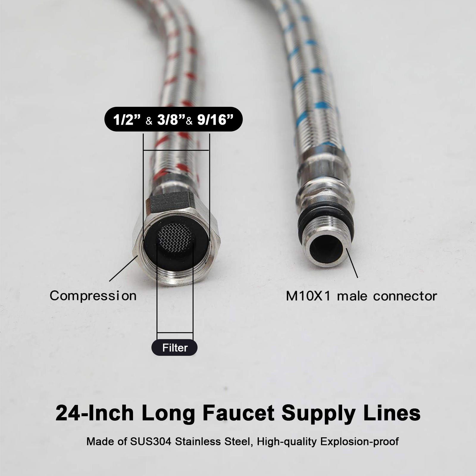 2 Piece 24-Inch Long Faucet Co – Flexible Hose Braided recenzja i cena